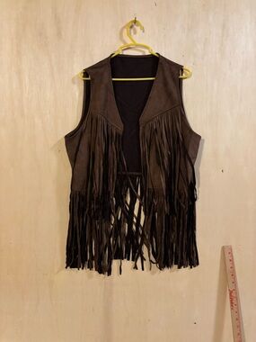 Fringed Brown Suede Vest XL